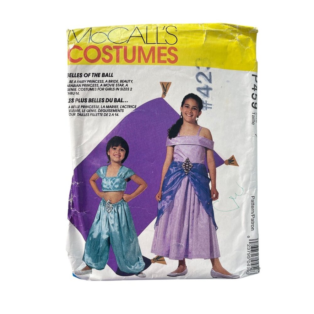 McCalls Costume Pattern Jasmine Size 7 Girls Ball Gown Arabian Princess CUT
